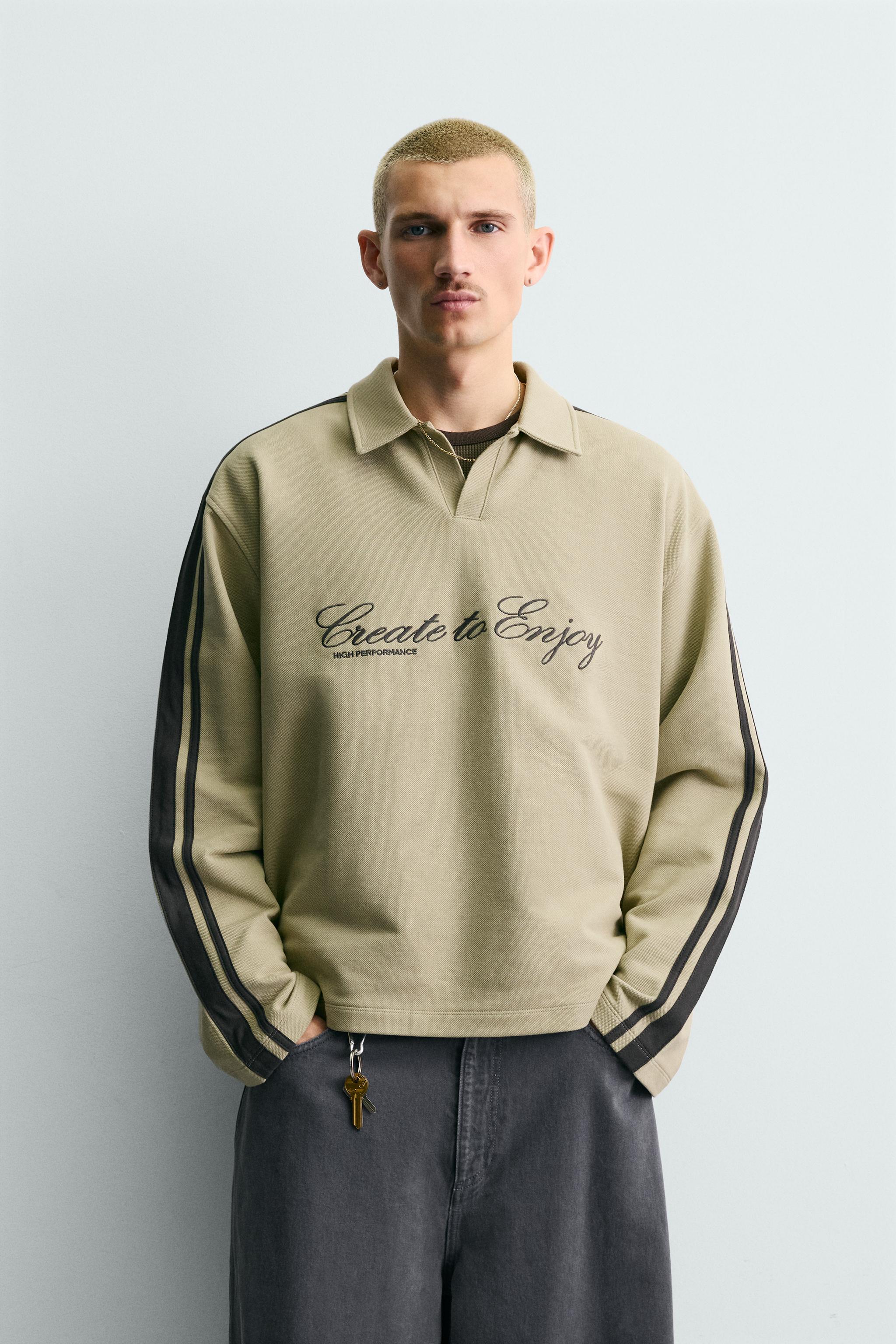 BOXY FIT EMBROIDERED STRIPED SWEATSHIRT