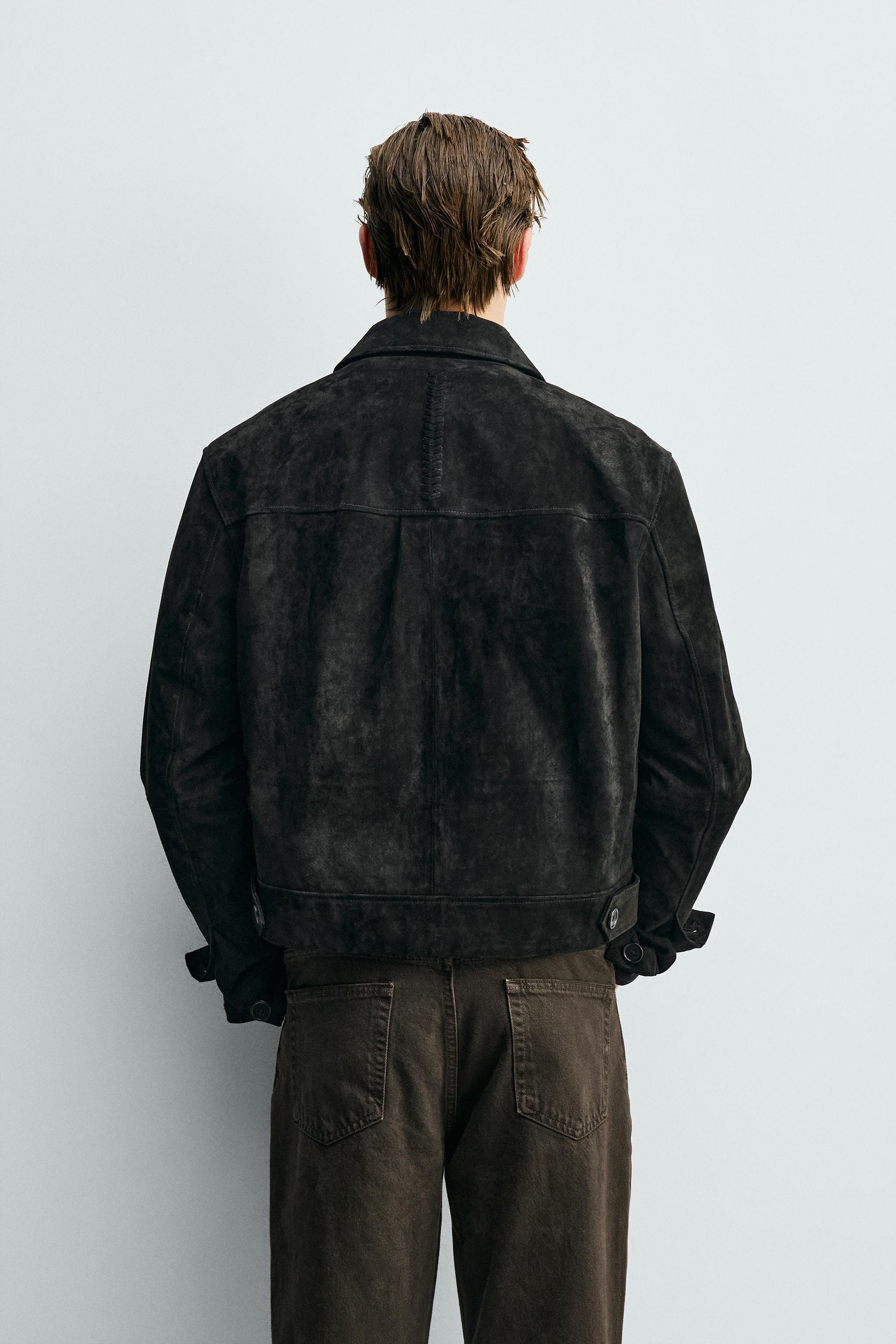 SUEDE LEATHER CROPPED FIT JACKET