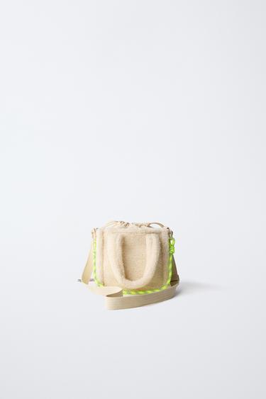 FAUX SHEARLING CROSSBODY BAG WITH CHARM - Ecru White by Zara - Image 4