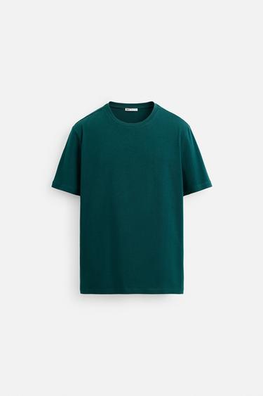 Zaras BAS-T-SHIRT SLIM FIT - Skimrande grön
