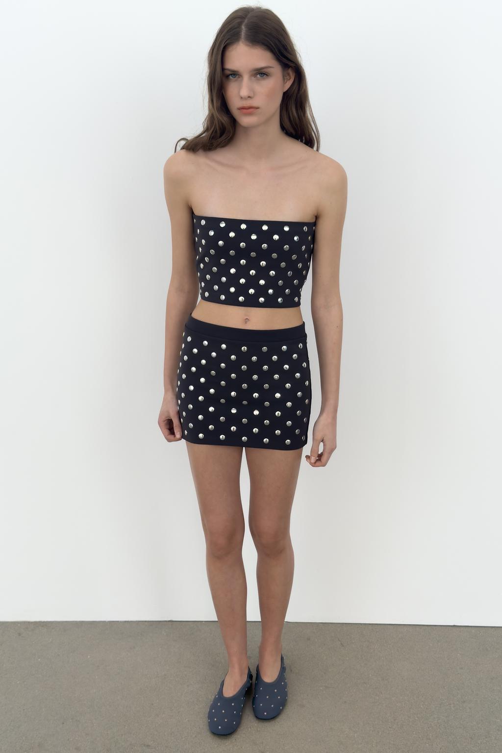STUDDED MINI SKIRT - image 2