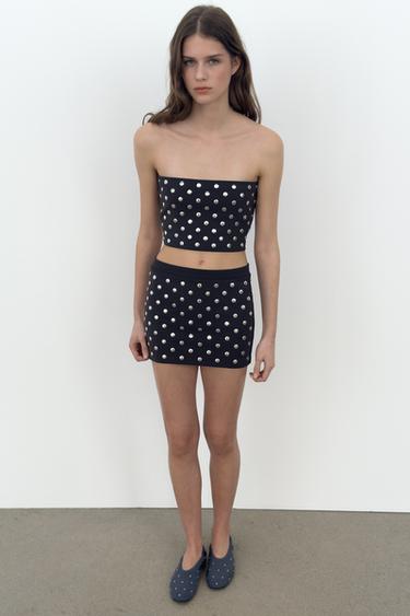 STUDDED MINI SKIRT - Grey by Zara