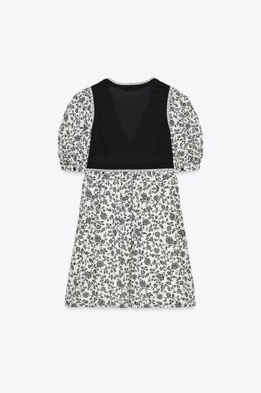 ROBE COURTE COMBINÉE À IMPRIMÉ FLORAL - Multicolore de Zara - Image 7