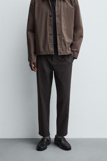 Zara 舒適版紋理長褲 - 棕色