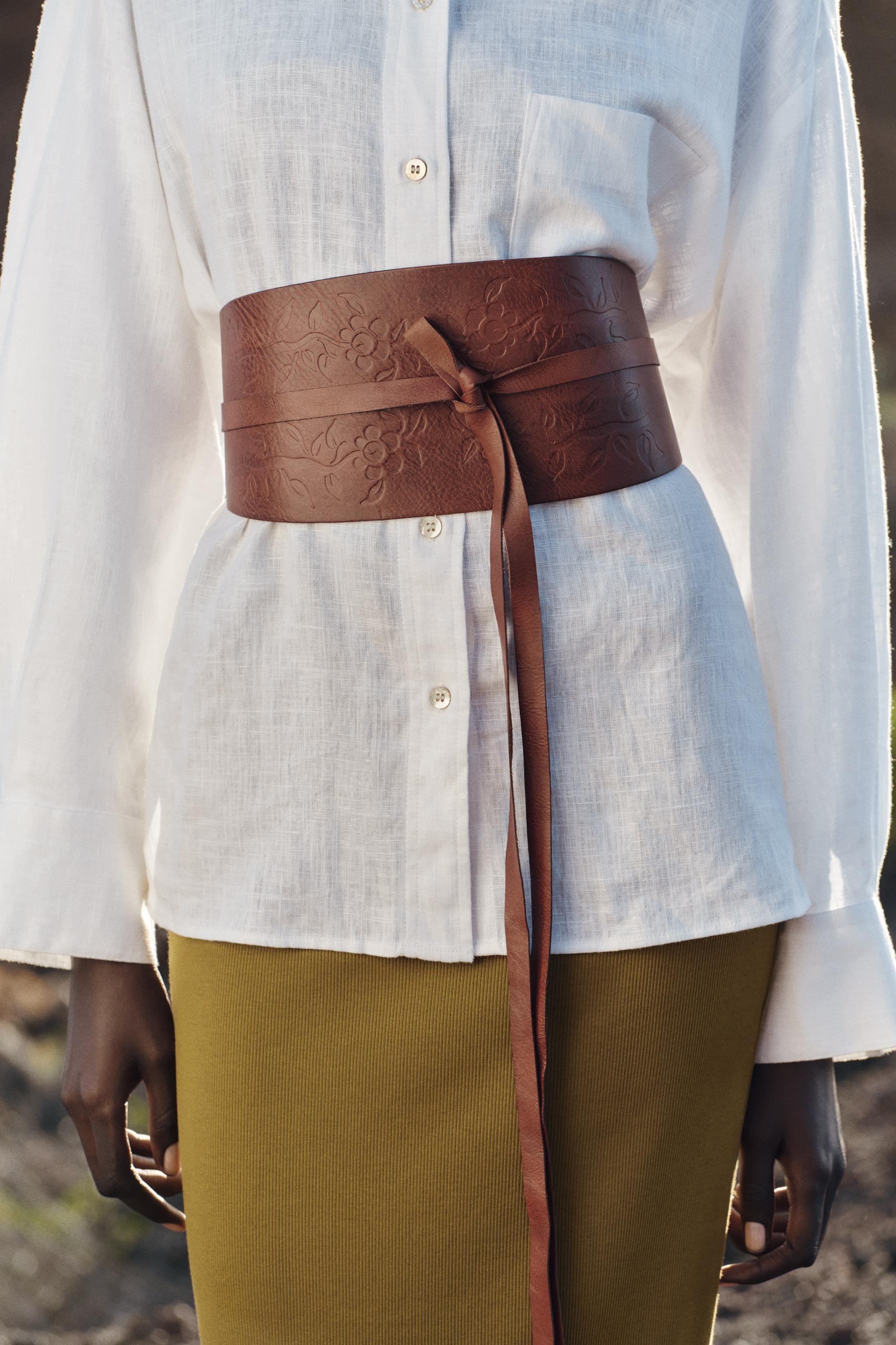 ZARA レザーサッシュベルト オーバルバックル 6399/005 超ポイントバック祭】 レザーサッシュベルト ZARA | ブラック