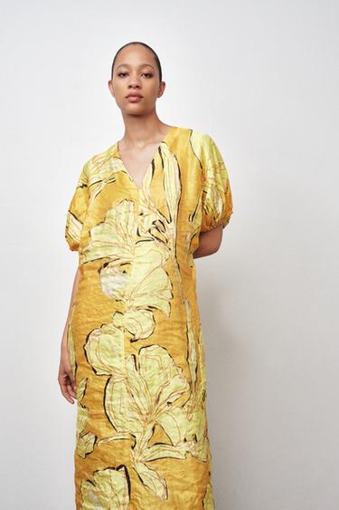 ZW COLLECTION PRINTED DRESS - Yellow by Zara - Image 1