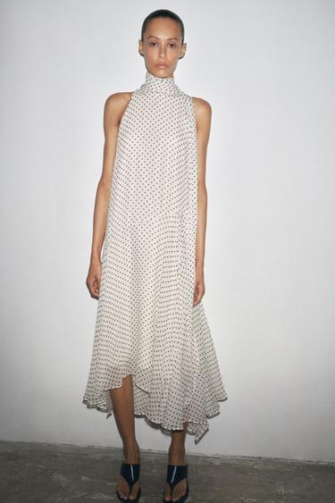 Zara POLKA DOT HALTER DRESS ZW COLLECTION - Black / White
