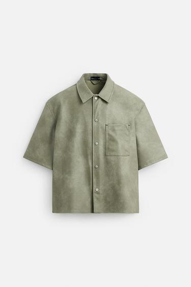 CAMISA LARGA DE POLIURETANO - Caqui-claro da Zara