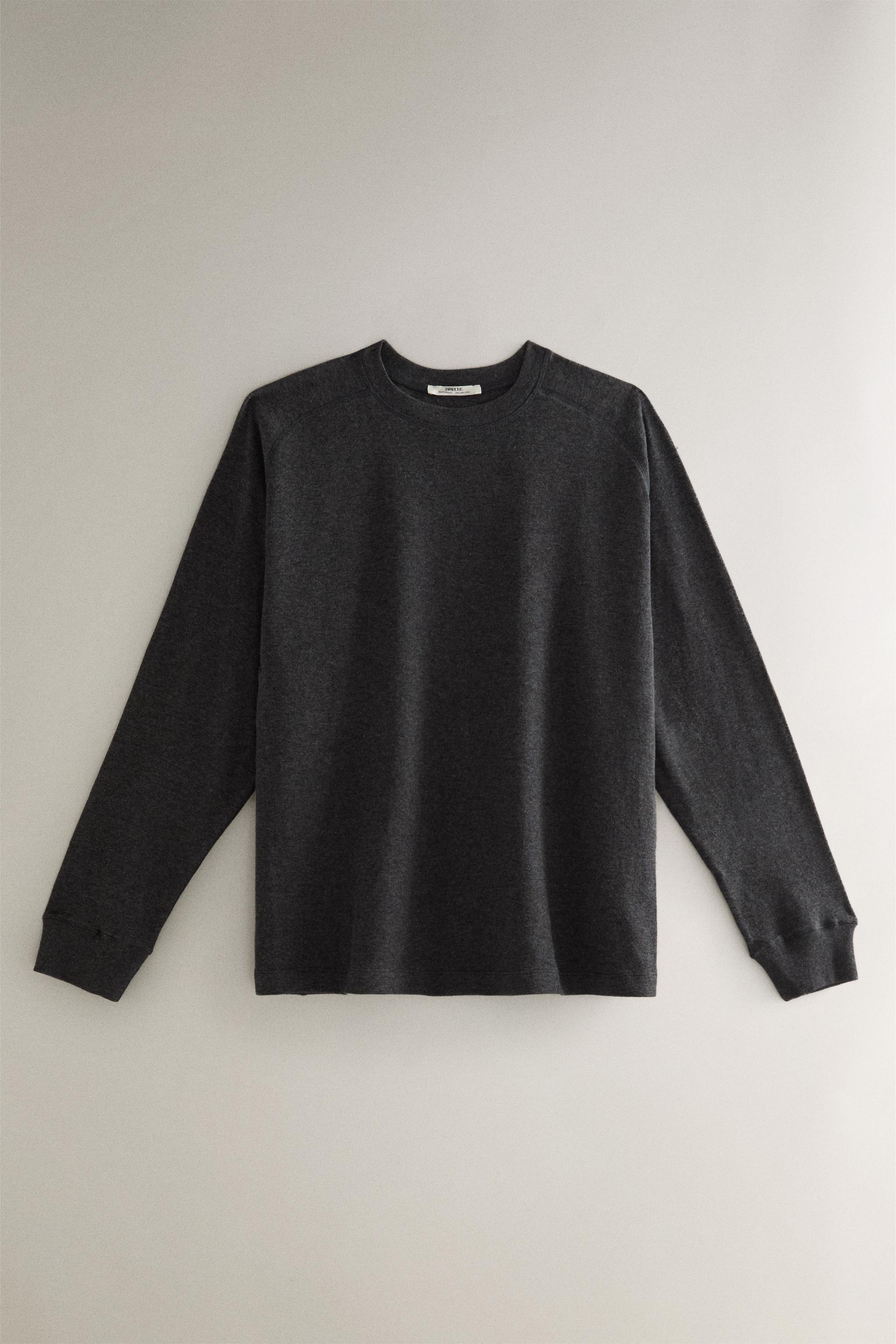 STRAIGHT LONG SLEEVE T-SHIRT - Dark gray | ZARA United States