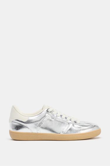 METALLIC EFFECT TRAINERS - Silver by Zara