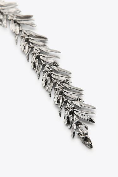 METAL LEAF NECKLACE - Silver by Zara - Image 3