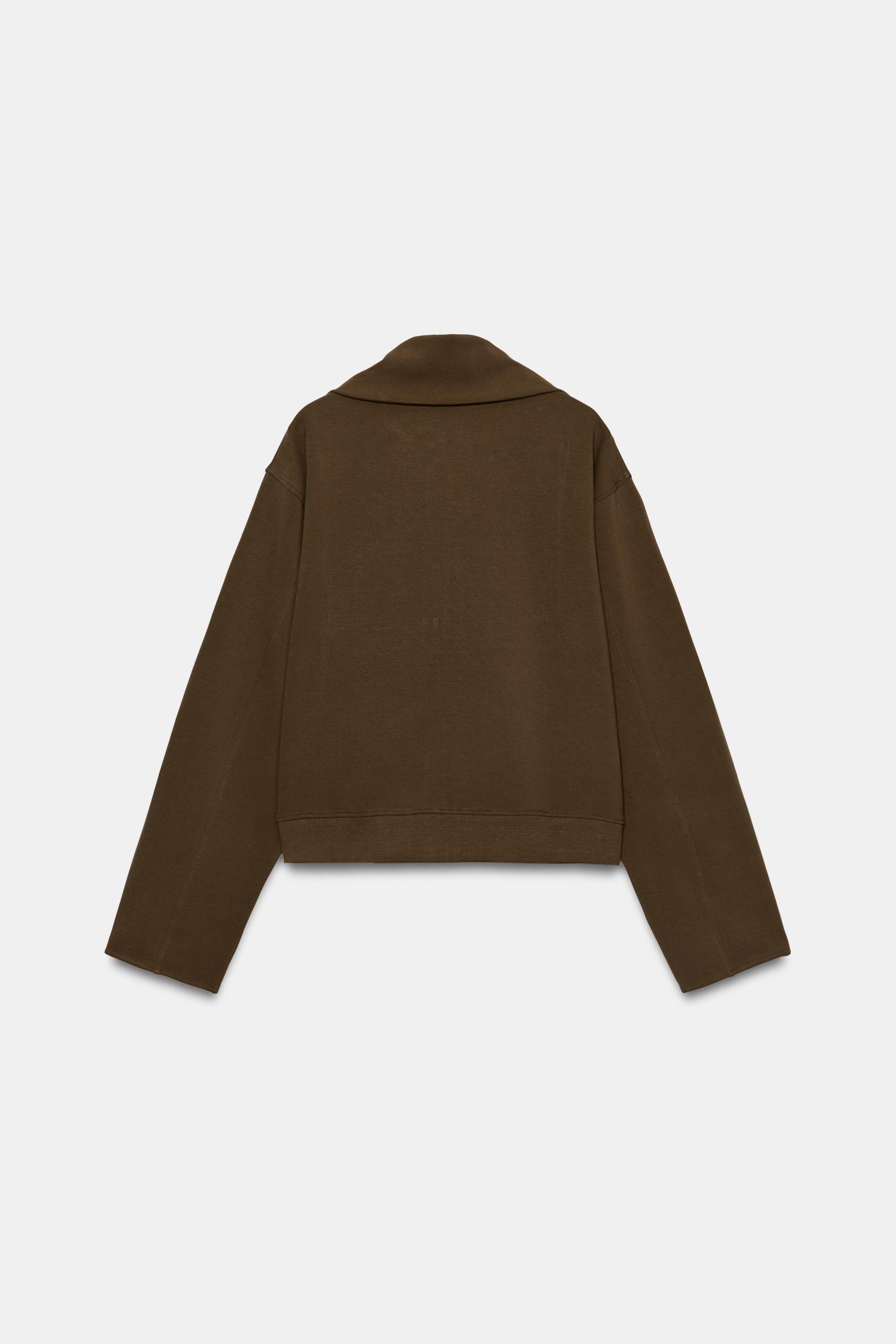 INTERLOCK ZIP-UP SWEATSHIRT - Dark olive | ZARA Canada