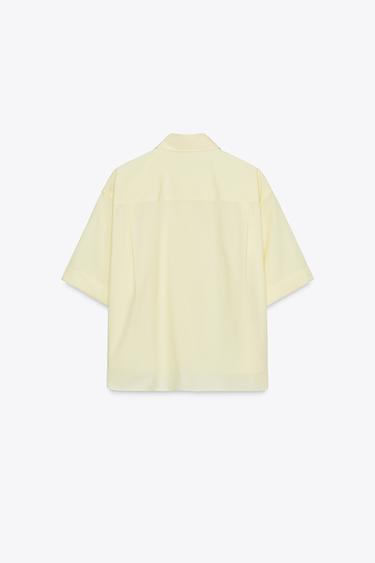 POPLIN SHIRT WITH POCKET - Yellow by Zara - Image 6