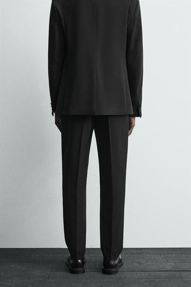 WOOL BLEND TUXEDO SUIT TROUSERS - Black by Zara - Image 2