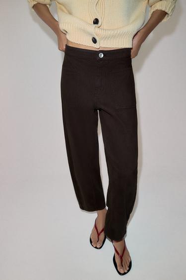 PANTALÓN BARREL ZW COLLECTION - Marrón de Zara