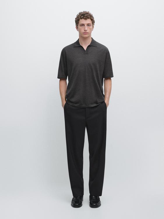 Knit V-neck polo shirt