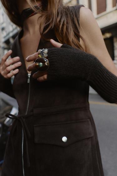 MITAINES LONGUES EN MAILLE - Marron de Zara - Image 1
