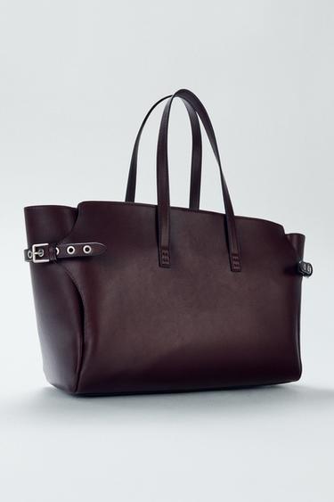 BOLSO MAXI SHOPPER - Rojo Burdeos de Zara