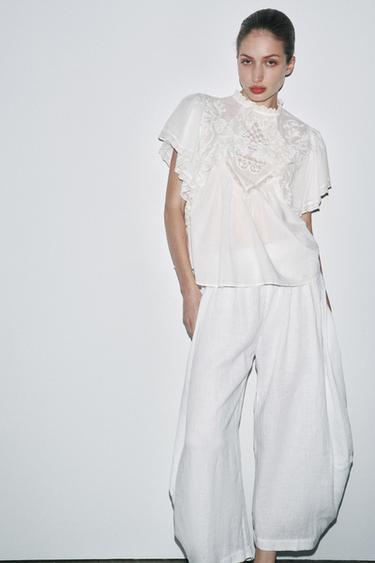 ΤΟΠ ΚΕΝΤΗΜΕΝΟ ΜΕ ΔΑΝΤΕΛΑ LIMITED EDITION - Λευκό του Zara - Εικόνα 0