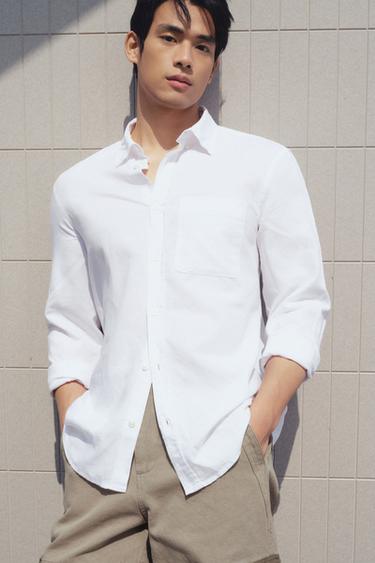 REGULAR FIT LINEN-COTTON SHIRT - White by Zara
