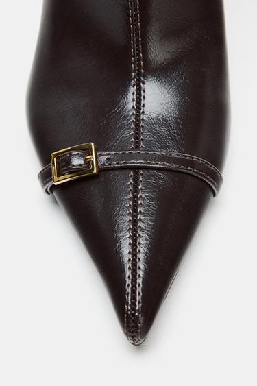 BOTTINES À TALONS FINS AVEC BOUCLE - Marron de Zara - Image 6