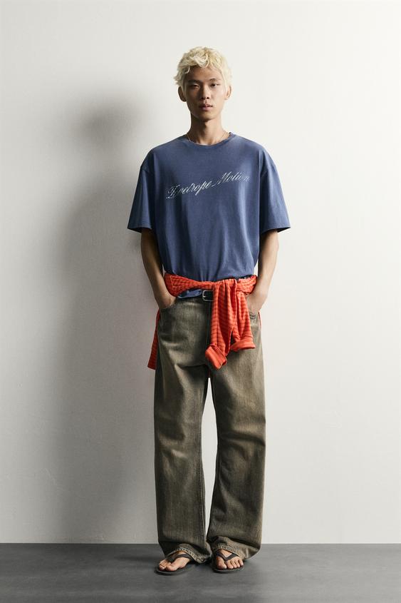 WASHED PRINT BOXY FIT T-SHIRT - Blue de Zara - Imagen 0
