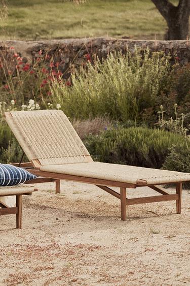 TEAK OUTDOOR LOUNGER - Light beige by Zara