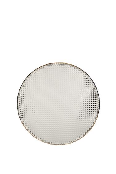 GLASS SIDE PLATE WITH RELIEF AND RIM - Gold by Zara