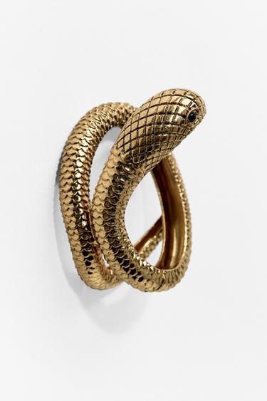 SNAKESKIN PRINT BRACELET - Golden by Zara