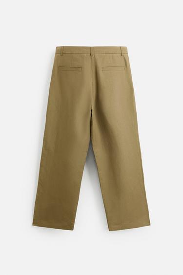 PANTALON DE COSTUME LYOCELL - LIN - Vert olive de Zara - Image 6