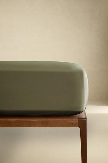 SÁBANA BAJERA ALGODÓN PERCAL | 30 CM ALTO (300 HILOS) - Verde de Zara