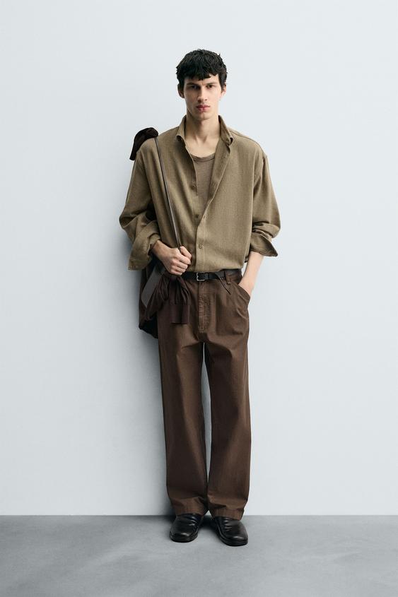 TEXTURED COTTON BLEND SHIRT