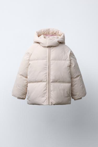 СТЬОБАНА КУРТКА WATER-REPELLENT З КАПЮШОНОМ - Сіровато-бежевий колір Zara - Зображення 0