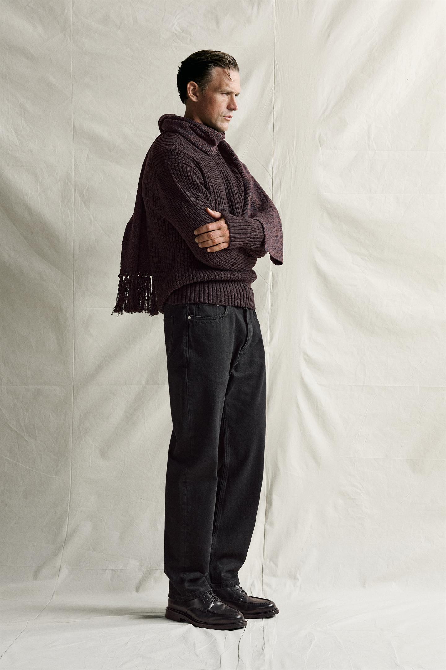 Мужские джинсы Zara Straight Fit, цвет: Чёрный — фото 4