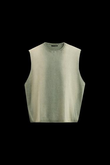 Zara WASHED KNIT TANK TOP - Washed green - Image 0