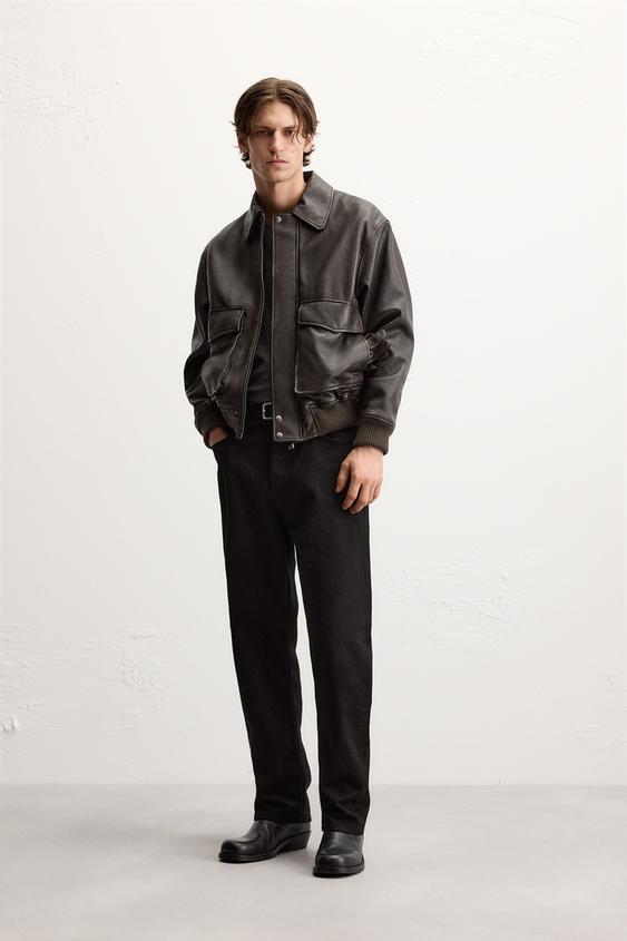 Zara Lederjacke Bomberjacke Bomber Jacket Zara Leather Jacket Men