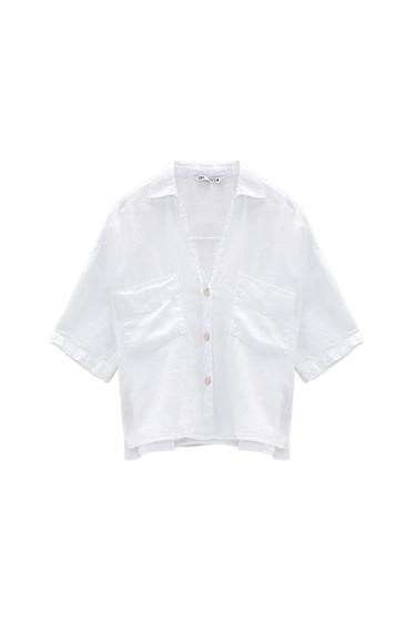 CROPPED LINEN SHIRT