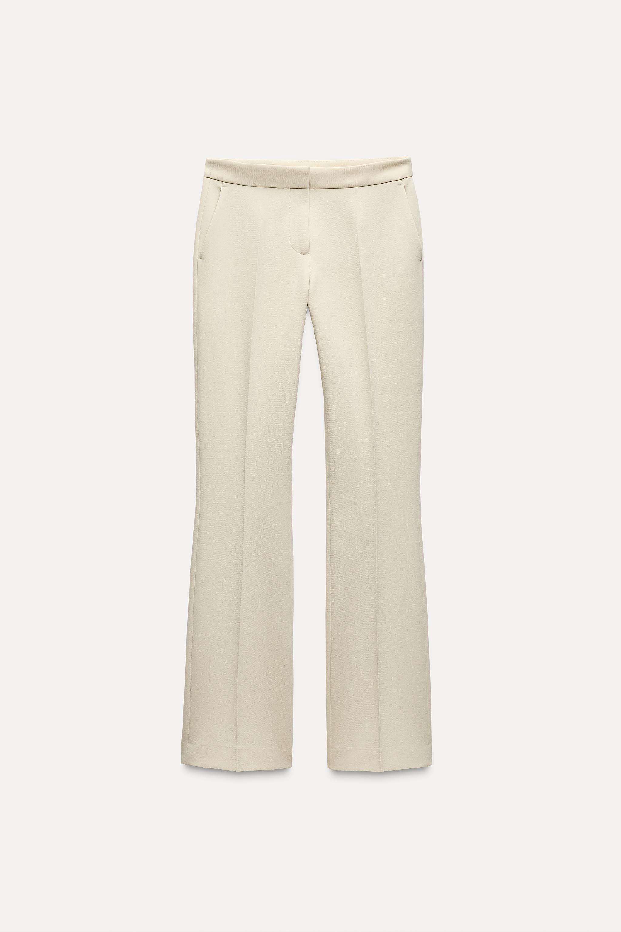 STRAIGHT LEG MID WAIST PANTS - Ecru | ZARA United States STRAIGHT LEG MID WAIST PANTS - Ecru | ZARA United States