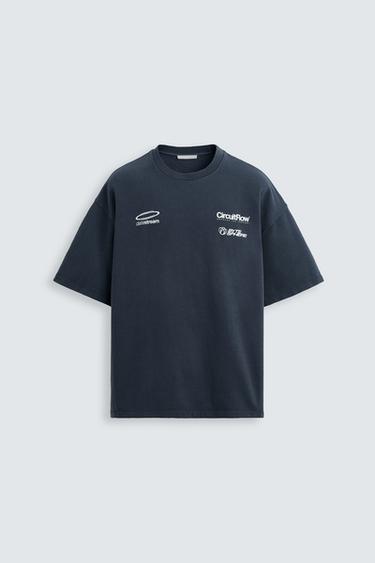 SUDADERA GRÁFICOS ESTAMPADOS - Azul de Zara