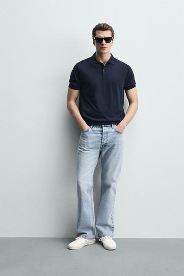 REGULAR FIT KNIT POLO SHIRT - Navy blue by Zara - Image 0