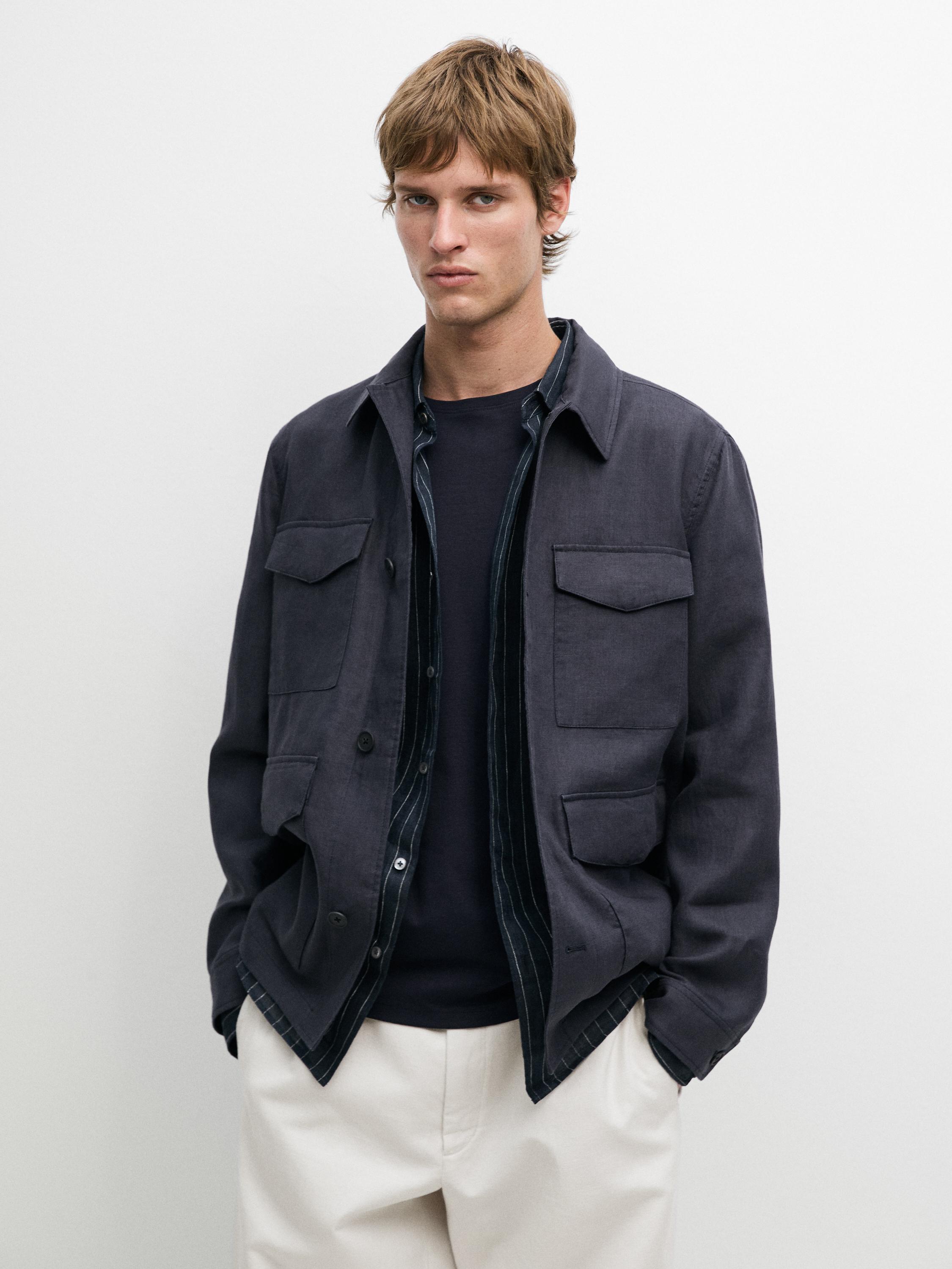 Lightweight linen jacket with pockets