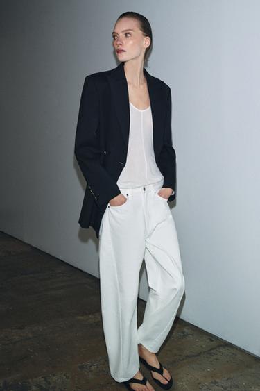 ZW COLLECTION ANKLE RELAXED FIT MID-WAIST JEANS - White by Zara