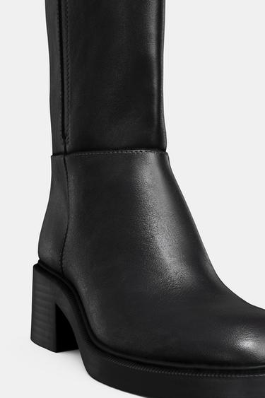 BOTTES À TALONS BLOC - Noir de Zara - Image 6