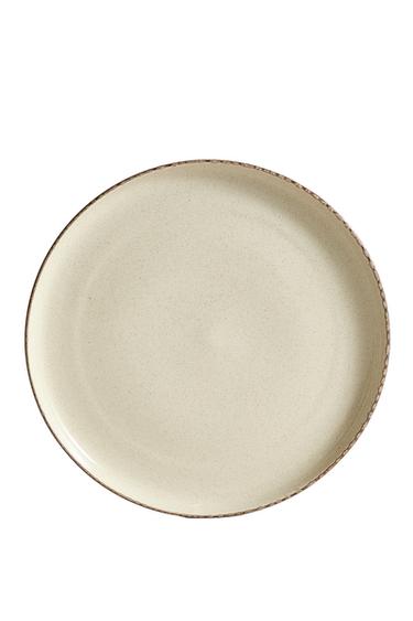 STONEWARE DINNER PLATE WITH ANTIQUE FINISH RIM - Light ecru by Zara