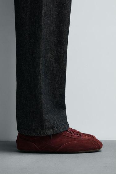 ULTRA-THIN SOLE LEATHER TRAINERS - Burgundy Red by Zara - Image 0