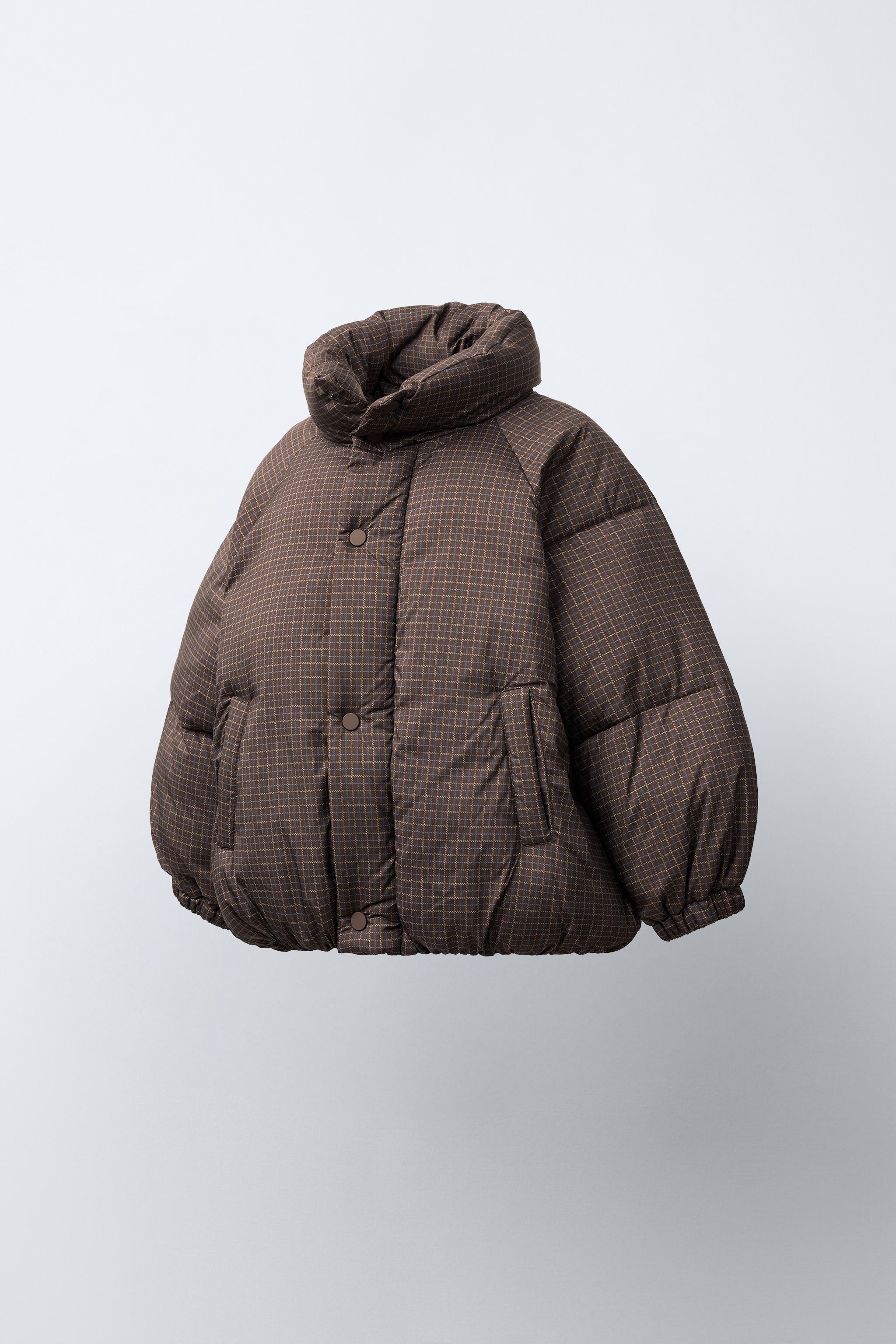 キルティングチェック柄コート - ブラウン | ZARA Japan / 日本