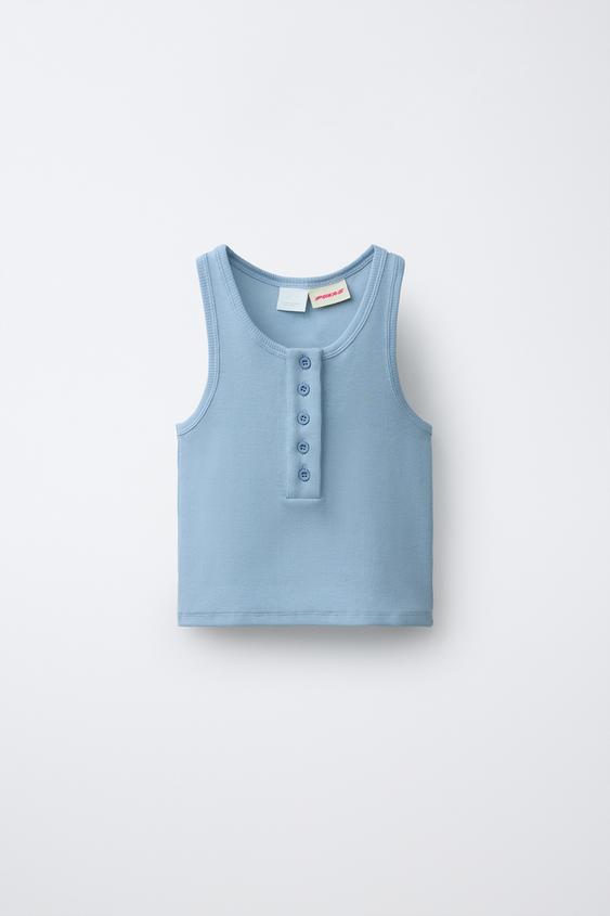 Zara REBRASTA MAJICA PUKAS SURF – svetloplava – Slika 0