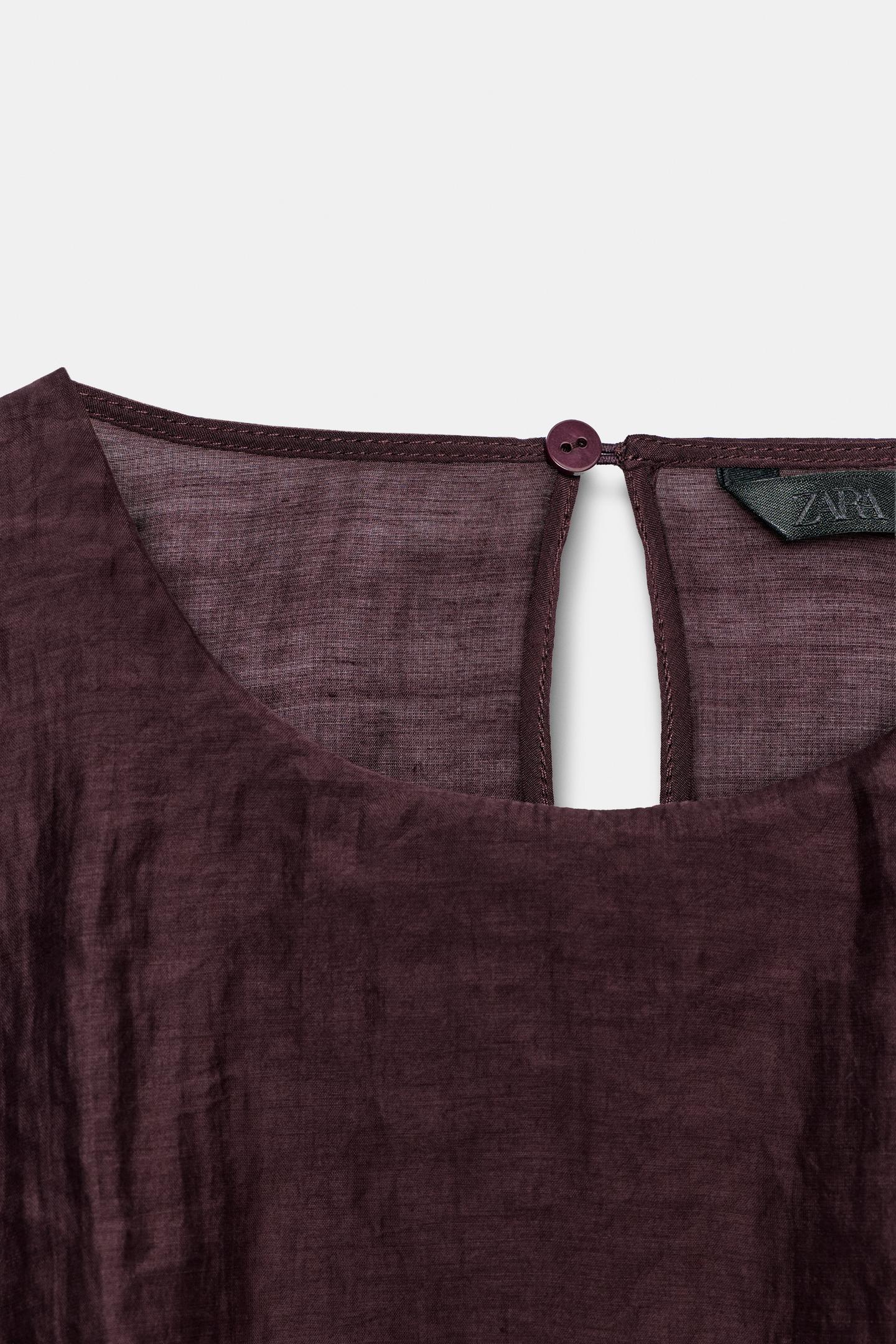 Женская рубашка Zara Ruffle, цвет: Бордовый — фото 8