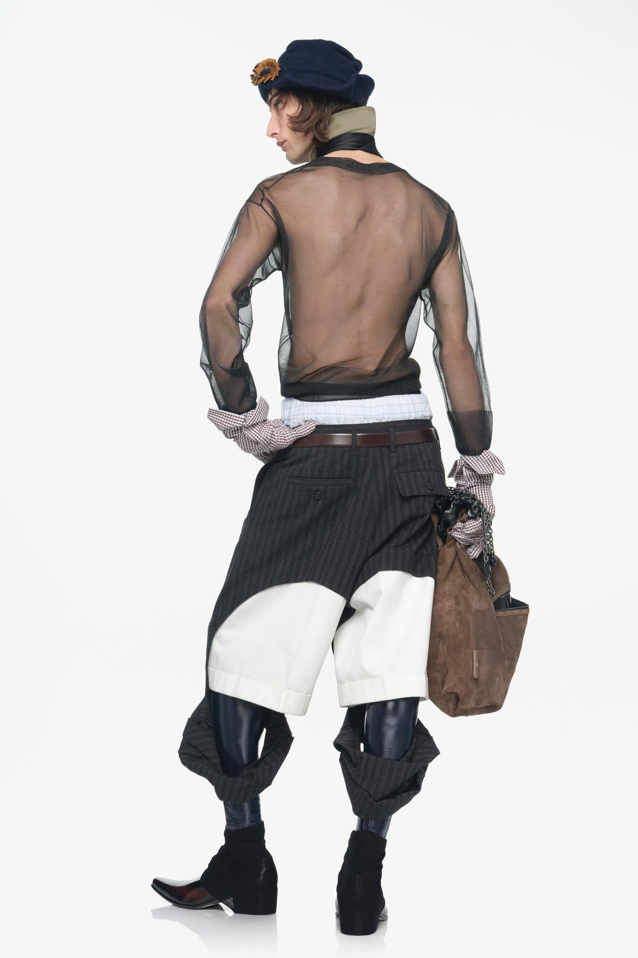 LIMITED EDITION CONTRAST-FABRIC CUTOUT PANTS — Black