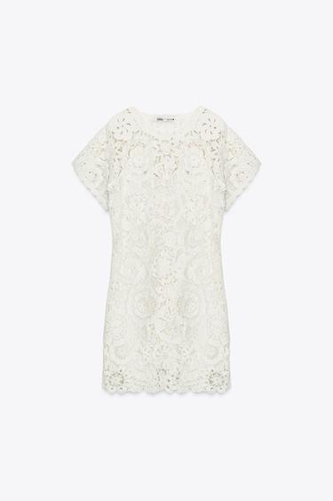 Zara ZW COLLECTION 鉤織短洋裝 - 白色